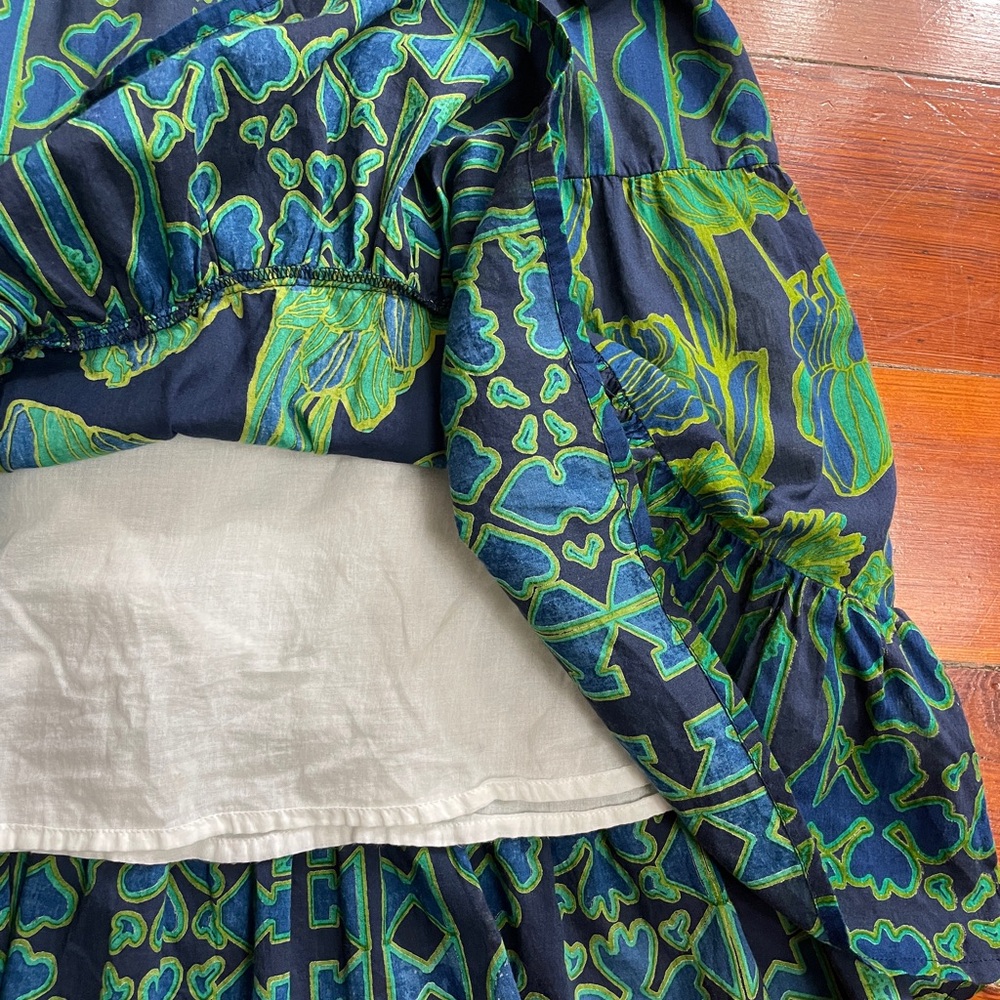 Ro's Garden Rene Tiered Navy Tulip Floral Cotton Anthropologie Dress - Sz M ๐งก๐ - Picture 13 of 14